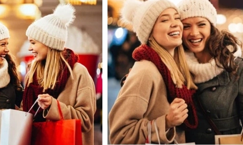 Shoppers smiling while enjoying top winter deals